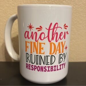 White Ceramic Mug with Colorful Text